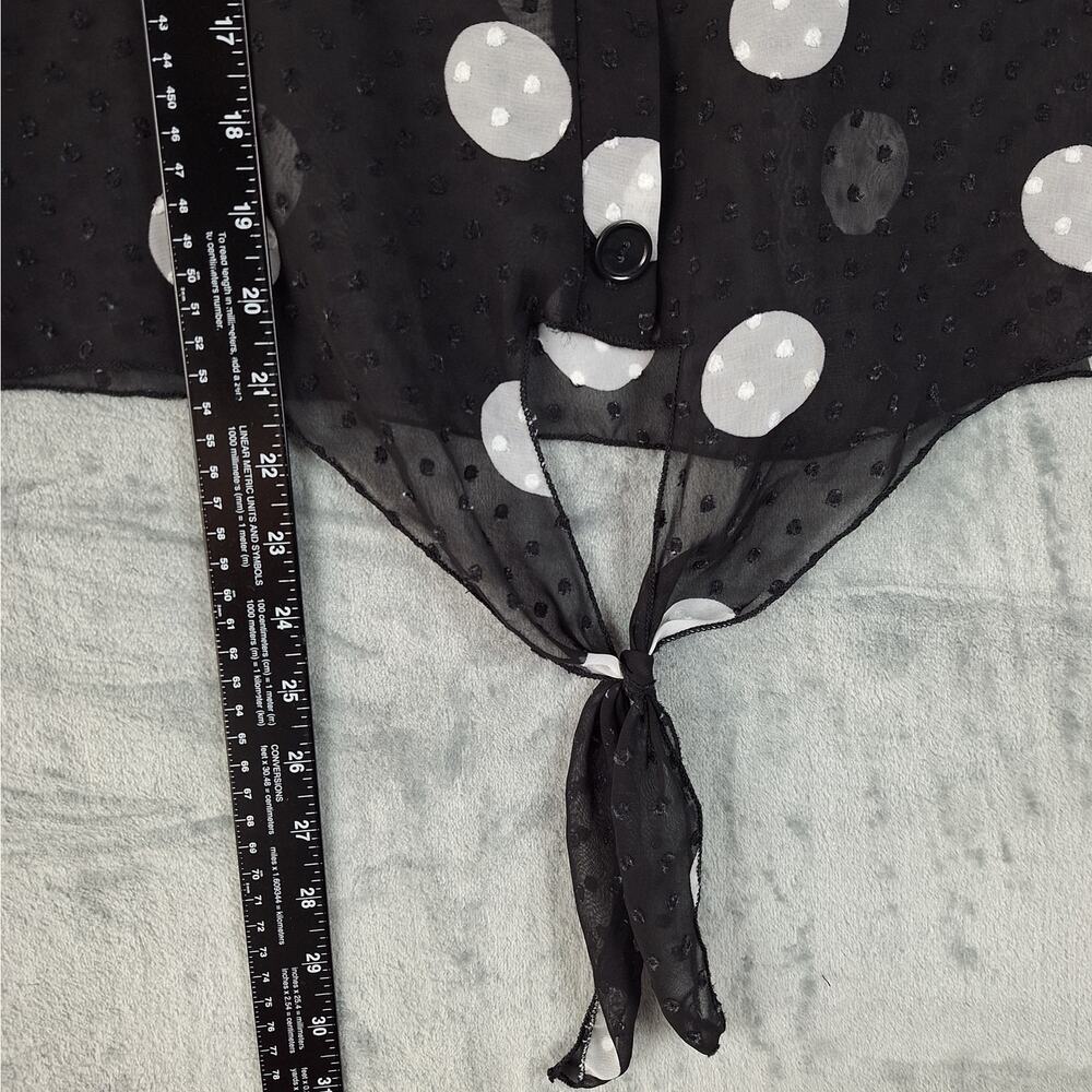 Womens Top Large‎ Black Sheer Polka Dot Fairy Grunge Whimsygoth Feminine Dainty - Picture 4 of 6